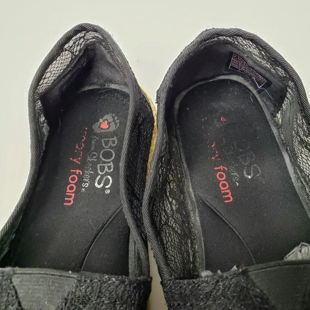 Skechers Bobs Floral Mesh‎ See Through Top Slip On Espadrille Shoe 7.5